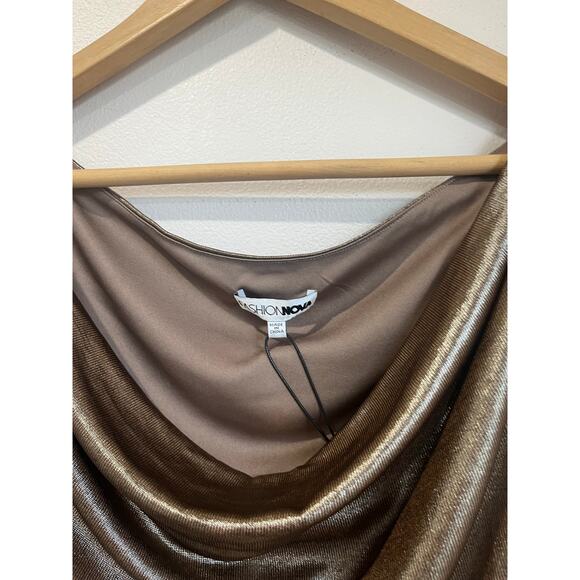 Fashion Nova Mina Metallic Gold Off Shoulder Top Y2K Party NWT Womens Sz 2X - Picture 6 of 10